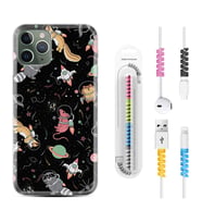 Apple iPhone 11 12 13 14 Pro Max Kılıf Kablo Koruma Spiral Silikon Planet Animals 1771
