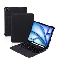 Apple iPad Pro 11inç M4/M5 Kılıf Led Işıklı Magnetik Standlı Klavyeli Kılıf 2024 (Füme)
