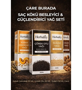Saç Kökü Besleyici ve Güçlendirici Yağ Seti (Kabak Çekirdeği Yağı & Susam Yağı & Çörek Otu Yağı & Ce