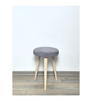 Peluş Puf Dekoratif Ahşap 3 Ayaklı Tabure