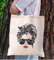 BK Gift Fashion Face Kanvas Bez Çanta, Baskılı Omuz Çantası, Alışveriş Çantası, Arkadaşa Hediye