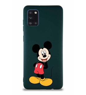 Samsung Galaxy A31 Soft Premier Kapak Mickey Mouse-B Tasarımlı Silikon Kılıf - Yeşil (Şeffaf)