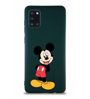 Samsung Galaxy A31 Soft Premier Kapak Mickey Mouse-B Tasarımlı Silikon Kılıf - Yeşil (Şeffaf)