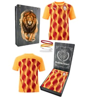 Galatasaray Orijinal Lisanslı Sıfır Yaka A Takım Antrenman 5 Yıldızlı T-Shirt + Bileklik Set (Kırmızı-Saks)