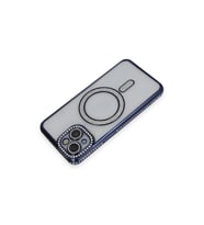 İphone 14 Kılıf Joke Simli Magneticsafe Kılıf - Lacivert
