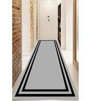 Dijital Baskılı Kaymaz Taban Yıkanabilir Modern Yolluk Ve Koridor Halısı NDU-HT-527 (Gri - Siyah - Beyaz)