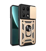 Xiaomi Poco M6 Pro 4g Kılıf Pars Lens Yüzüklü Silikon - Gold
