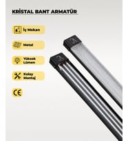 80W Siyah Kristal LED Bant Armatür 6500K Beyaz Işık – 120 cm