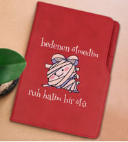 BK Gift Ruh Halim Bir Ölü Tasarımlı Kırmızı Termo Deri Not Defteri 15x21cm-1