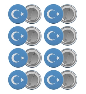 Doğu Türkistan Bayrağı Çanta Rozeti Seti 8 Adet En Büyük Boy 5.8cm İğneli Broş