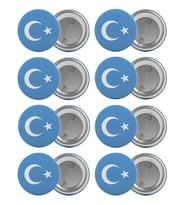 Doğu Türkistan Bayrağı Çanta Rozeti Seti 8 Adet En Büyük Boy 5.8cm İğneli Broş