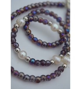 STONEAGE Kristal ve Gerçek İncili Kolye (Altın / Dore)