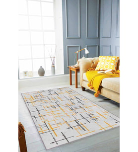 Sarı Vintage Kaymaz Tabanlı Makinede Yıkanabilir Halı MN08 - 100 x 160 cm