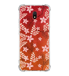 Xiaomi Redmi 8A Köşe Korumalı Antişok Kapak Floral Kırmızı Tasarımlı Şeffaf Silikon Kılıf