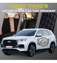 Chery Tiggo 8 Siyah Renk Tay Tüyü Cepli & Terletmez Sırtlı Oto Koltuk Minder Seti - Koltuk Koruma Kılıfı (ÖN & ARKA TAM SET)