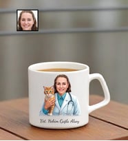 İsme Özel Karikatürlü Veteriner Hekim Temalı Espresso Kupa Bardak