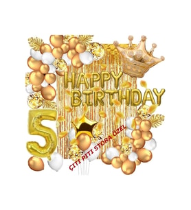 5 Yaş Lüks Happy Bırthday Kral Taçlı Doğum Günü Seti
