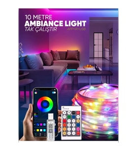 10 Metre Yeni Nesil Sese Duyarlı Kumandalı Bluetooth ile Telefondan Kontrol (RGB)