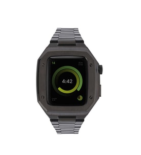 Apple Watch 7 45mm Uyumlu Kordon Metal Kasa Korumalı Klipsli Luxury Zore KRD-64 Kayış (Siyah)