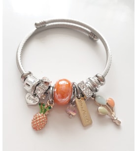 Ananas Charmlı Pandora Model Kadın Şık Gümüş Renk Bileklik