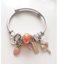Ananas Charmlı Pandora Model Kadın Şık Gümüş Renk Bileklik