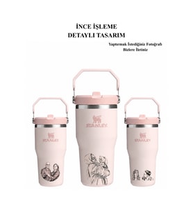 Kişiye Özel Stanley The Iceflow Flip Straw 2.0 Tumbler 060 L 30OZ Termos İsim & Fotoğraflı (Toz Pembe)
