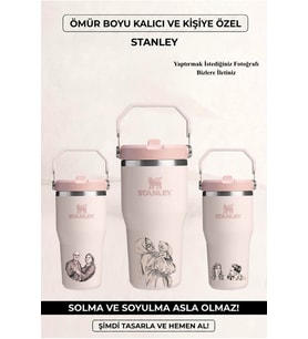 Kişiye Özel Stanley The Iceflow Flip Straw 2.0 Tumbler 060 L 30OZ Termos Özel İsimli & Fotoğraflı (Toz Pembe)