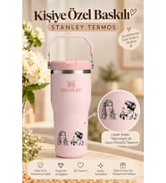 Kişiye Özel Stanley The Iceflow Flip Straw 2.0 Tumbler 060 L 30OZ Termos İsim & Fotoğraflı (Toz Pembe)