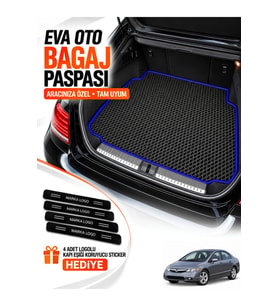 HONDA CİVİC-FD6-SEDAN (2006-2011) Uyumlu EVA Bagaj Paspası Araca Özel Siyah-Lacivert