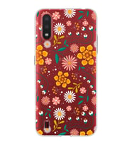 Samsung Galaxy A01 Uyumlu Kapak Çiçek Tasarımlı Şeffaf Silikon Kılıf