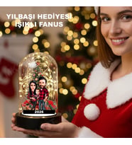 Kişiye Özel 2 Kişilik Fanus Karikatürlü 18 cm MDF Fanus Biblo - Yılbaşı Hediyesi Kişiye Özel Noel Hediyesi