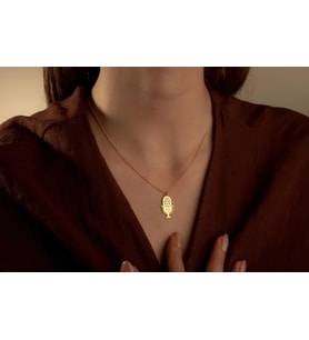 Kişiye Özel 925 Ayar Gümüş Tasarım Mikrofon Harf Kolye (Gold)