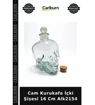 Özel Üretim Dekoratif Bar Parti Gotik Alkol Sunum Ev Aksesuar Cam Kurukafa İçki Şişesi 16 Cm