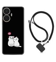 Realme C55 Kılıf Silikon Boyun Askılı İpli Desenli Silikon Love Cats 1690