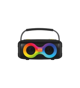 Çift Sürücülü Bluetooth Hoparlör - Taşınabilir Askı Kollu Sonsuzluk RGB Işıklı Kablosuz Ses Sistemi (Siyah)