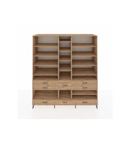 Kronos Dolap 19 Raflı 8 Çekmeceli  220x59x243 Çam-Çam/Çam