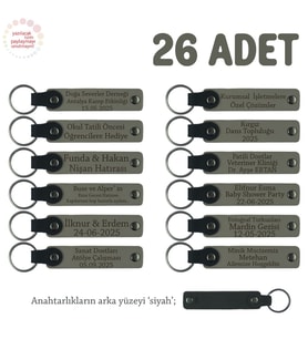 Kül Gri & Siyah, Avukatlık Bürosuna Özel Anahtarlık, 26' lı Set, Konuklarınıza Değerli Hediye