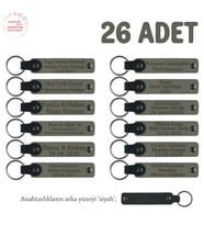 Kül Gri & Siyah, Avukatlık Bürosuna Özel Anahtarlık, 26' lı Set, Konuklarınıza Değerli Hediye