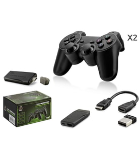Retro Oyun Stick Hdmi Çift Gamepad Seti 2.4G Kablosuz - Siyah HD327