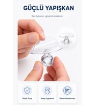 4'lü Yapışkanlı Kristal Tutacak Şeffaf Dolap, Çekmece ve Kapak Mobilya Kulpu