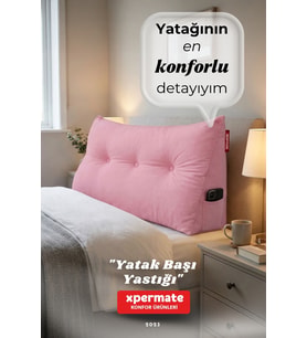 Yatak Başı Yastığı Sırt ve Bel Destek Yastığı 140 cm Yaslanma ve Dinlenme Yastığı (Pembe)