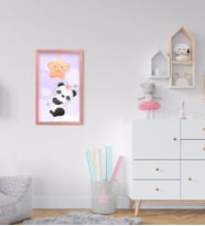 BK Home Tatlı Panda Tasarımlı Dekoratif Pembe Ahşap Çerçeveli Çocuk Odası Tablo-1