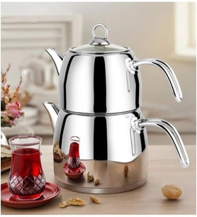 LİNES Yıldız Çaydanlık aile boy 304 kalite paslanmaz çelik L-3080 (Krom)