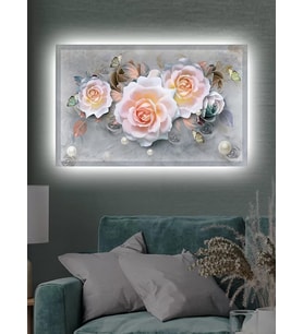 Led Işıklı 3d Görünümlü Çiçek Tablo