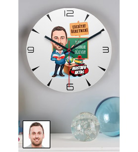 Erkek Edebiyat Öğretmenine Öğretmenler Günü Hediyesi Karikatürlü Duvar Saati