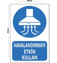 Metal Havalandırmayı Etkin Kullan 20cm x 30cm A4 Büyüklüğünde Uyarı Levhası Yönlendirme Tabelası