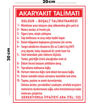 Metal Akaryakıt Talimatı 20cm x 30cm A4 Büyüklüğünde Uyarı Levhası Yönlendirme Tabelası
