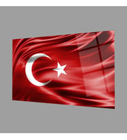 Kırmızı Dalgalı Türk Bayrağı Cam Tablo Red Wavy Turkish Flag Glass Painting
