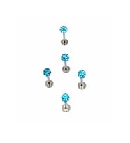 Renkli Taşlı Çelik 5 Adet Kaş Tragus Piercing