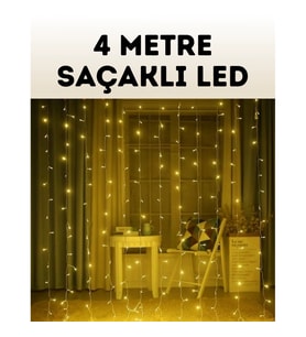 Mey İthalat® 4 Metre Şelale Perde Led Işık Dış Mekan İç Mekan Uyumlu